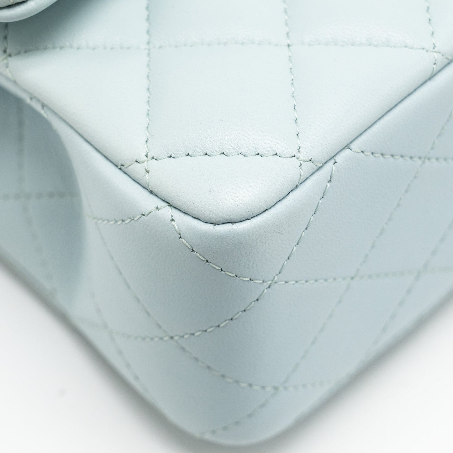 Chanel Top Handle Mini Rectangular Flap Bag Lambskin Light Blue L (microchip)