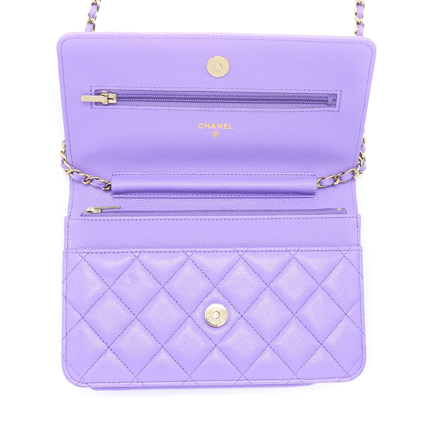 Chanel Classic Wallet On Chain Caviar Purple L