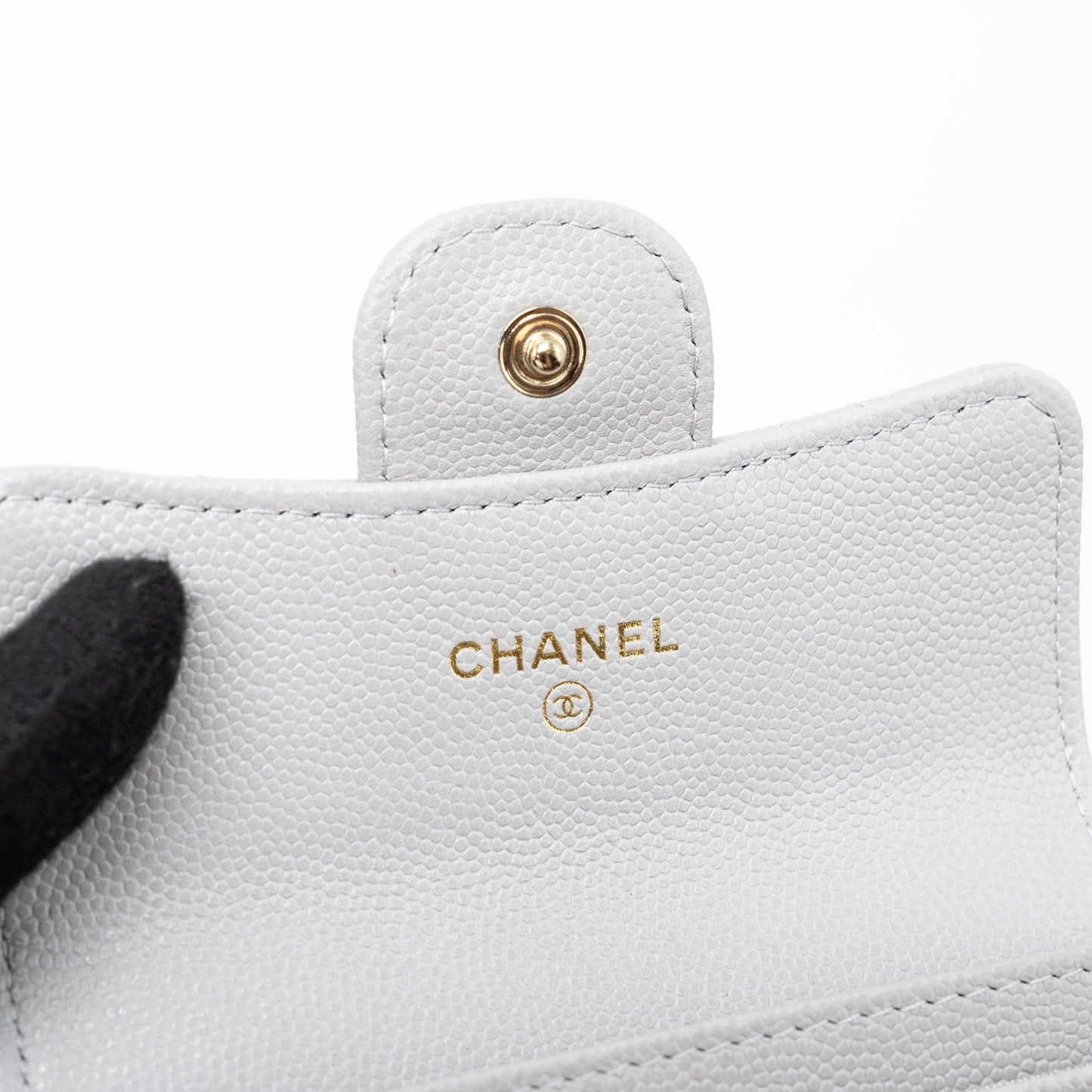 Chanel Classic Flap Card Holder Caviar Light Grey L