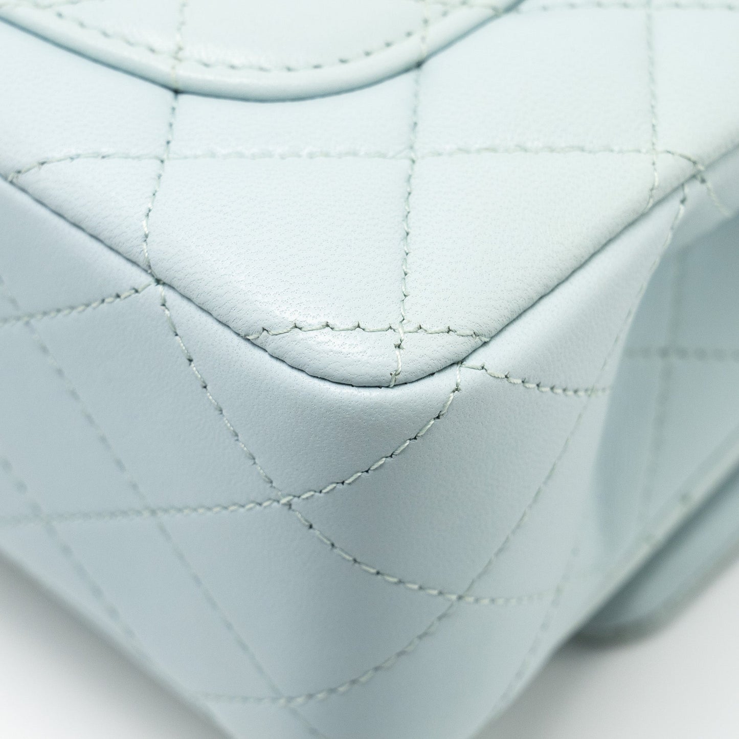 Chanel Top Handle Mini Rectangular Flap Bag Lambskin Light Blue L (microchip)