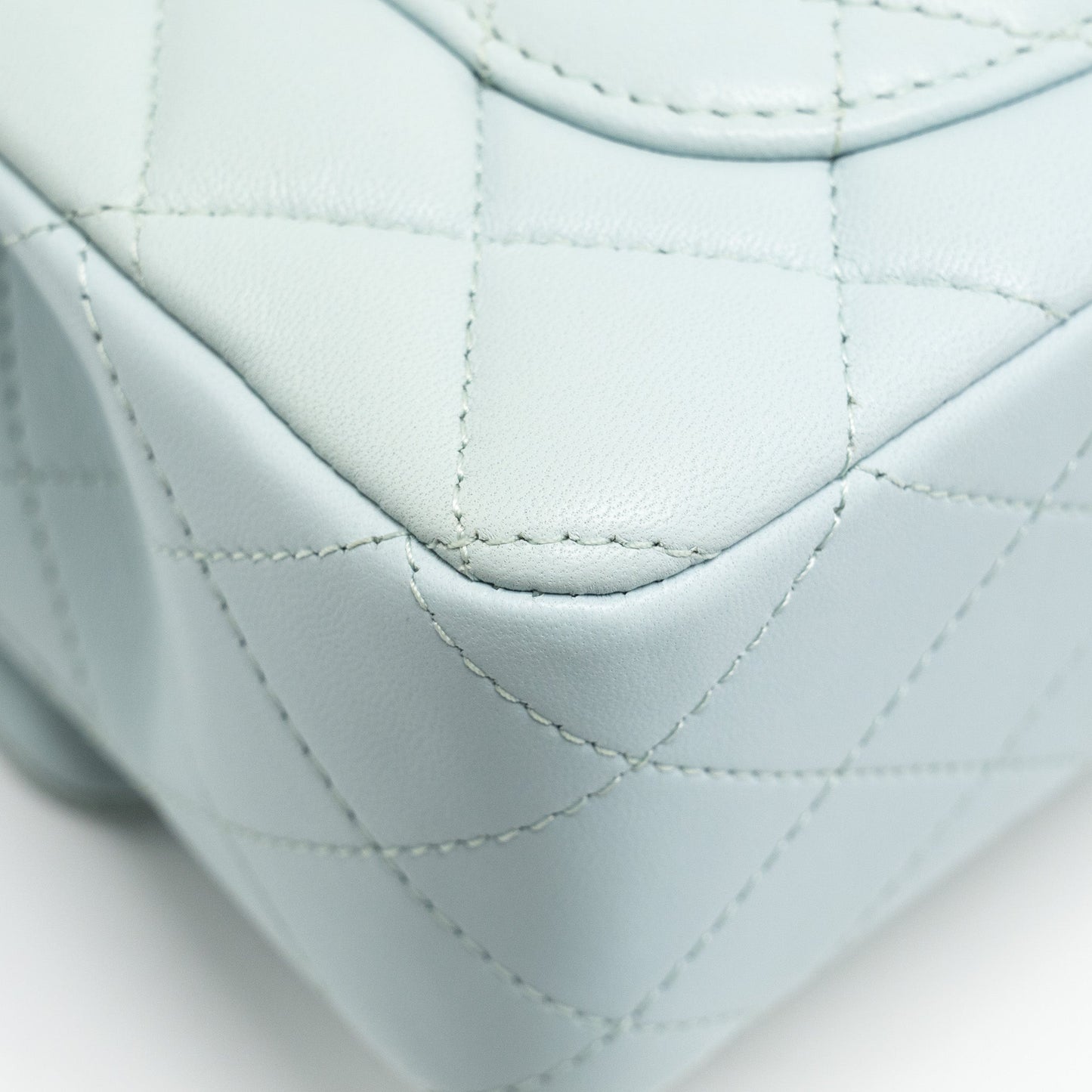 Chanel Top Handle Mini Rectangular Flap Bag Lambskin Light Blue L (microchip)