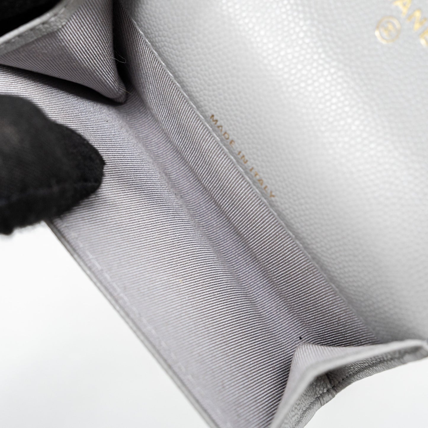 Chanel Classic Flap Card Holder Caviar Light Grey L