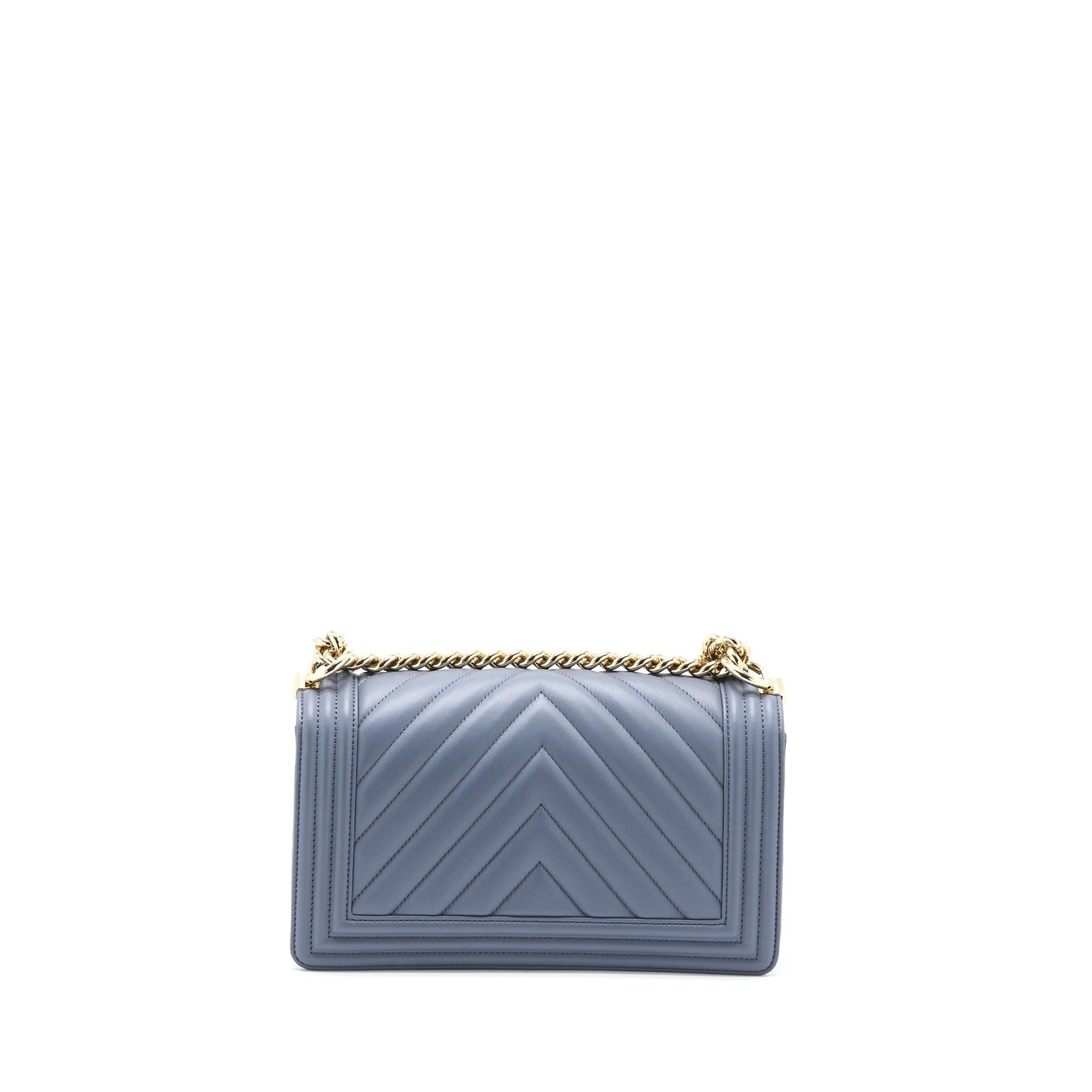 Chanel Medium Boy Bag Chevron Calfskin Grey L
