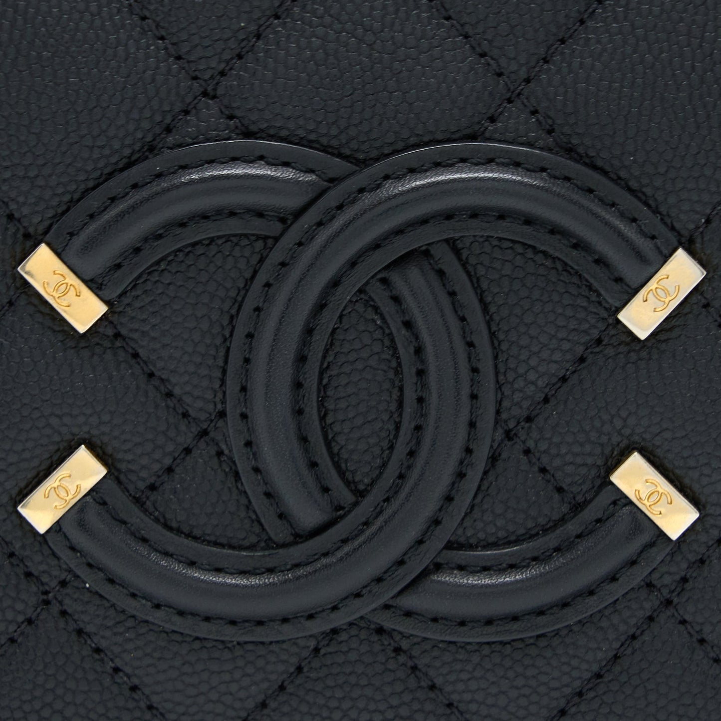 Chanel Filigree Vanity Case Caviar Black