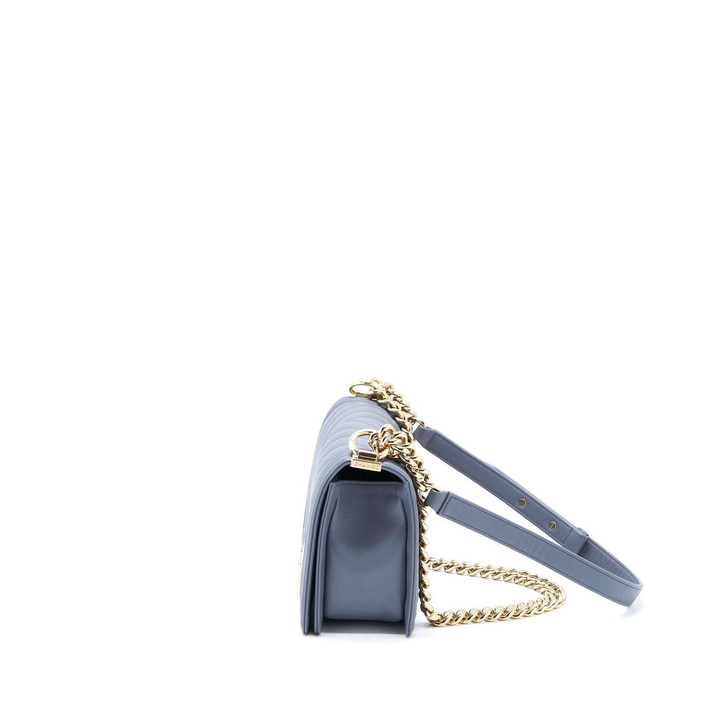 Chanel Medium Boy Bag Chevron Calfskin Grey L