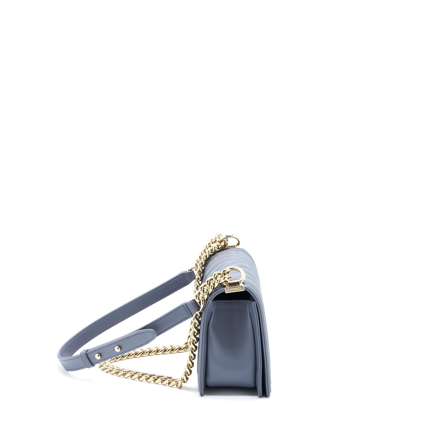Chanel Medium Boy Bag Chevron Calfskin Grey L