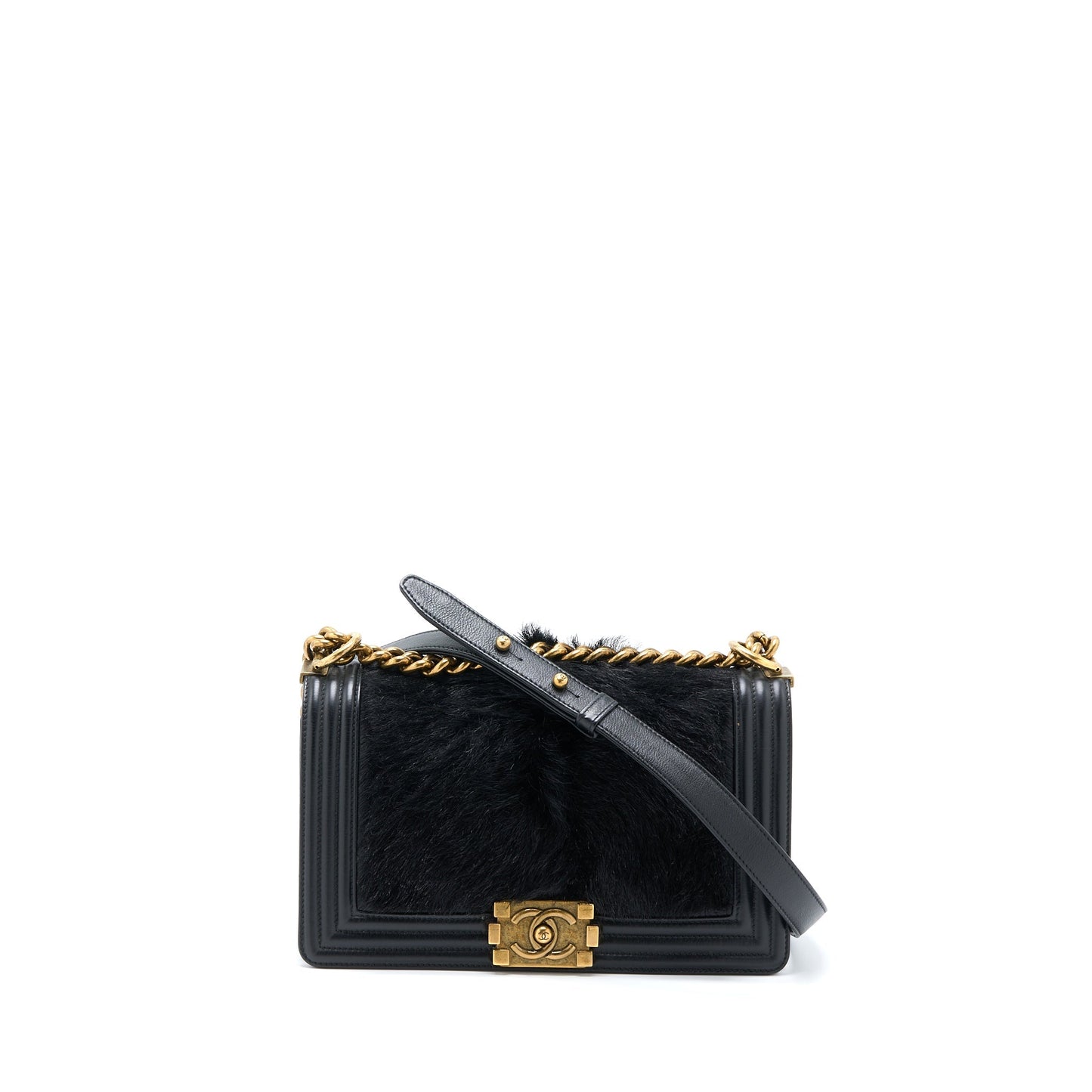 Chanel Medium Boy Bag Goathair/Calfskin Black