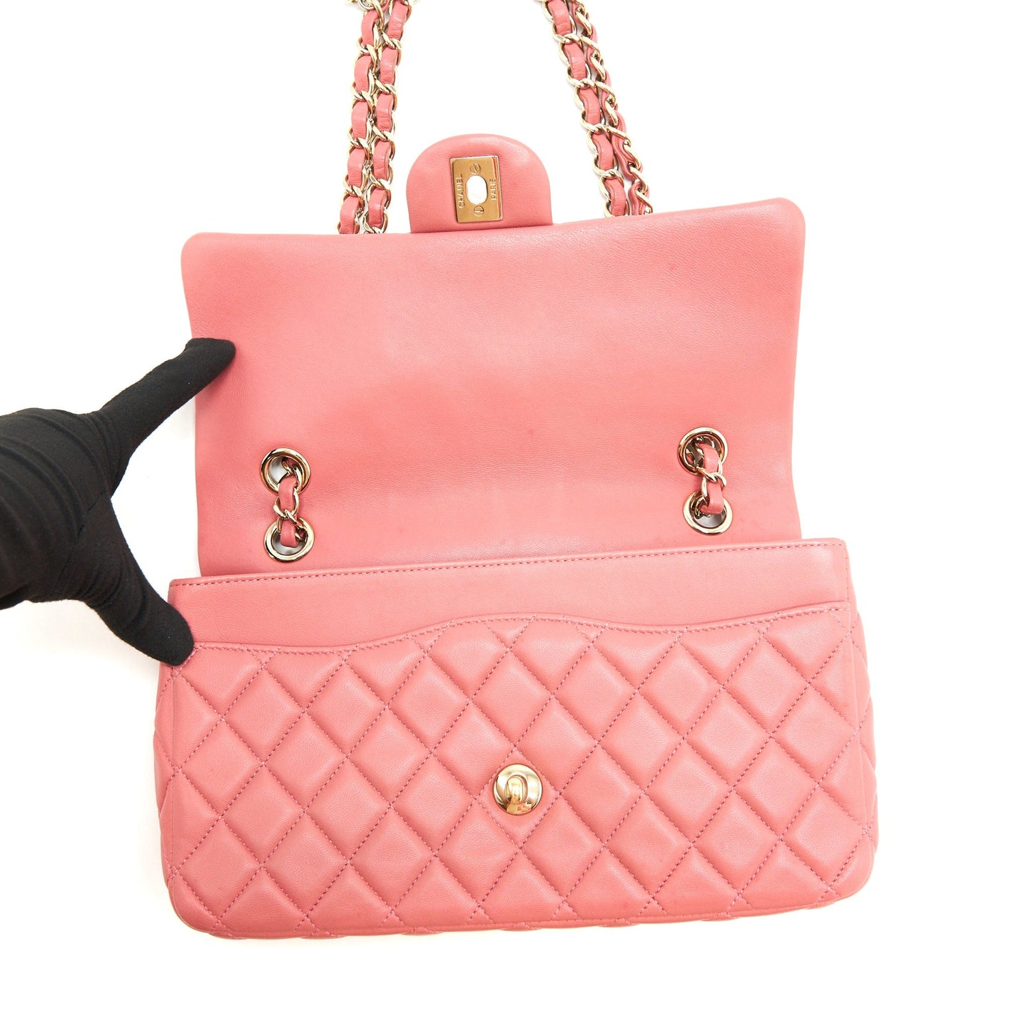 Chanel Limited charm Flap bag Lambskin pink L