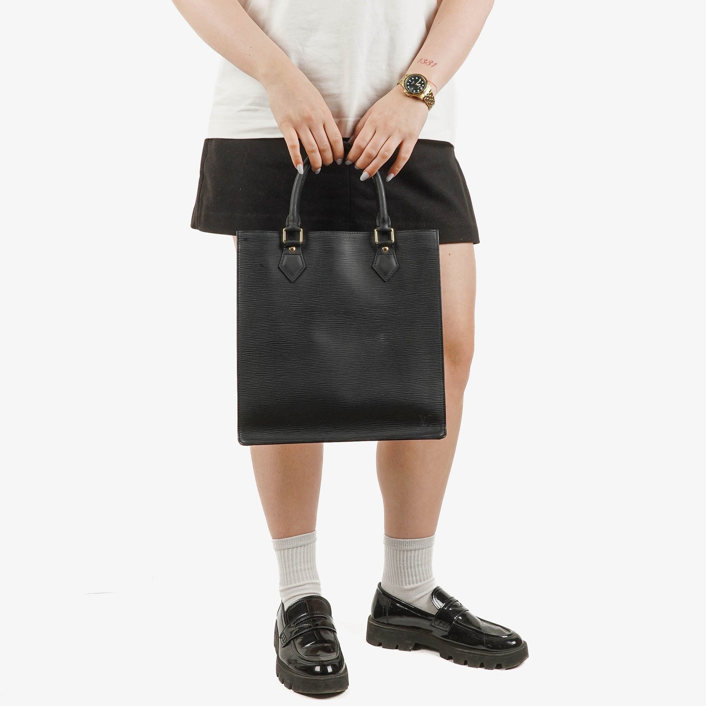 Louis Vuitton Sac Plat Black Epi Leather Bag