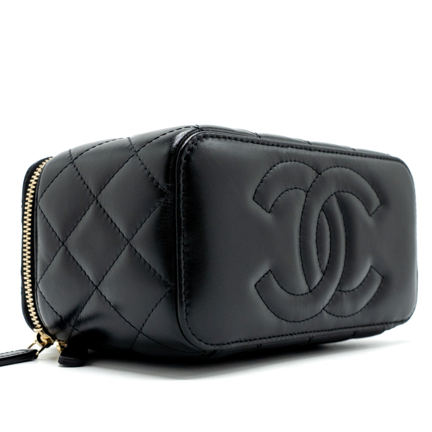 Chanel 24c Gold Crush Long Vanity Case Shiny Calfskin Black  (microchip)