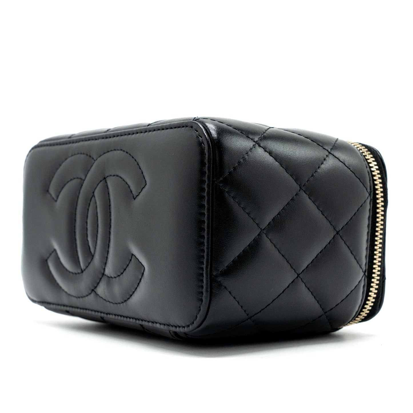 Chanel 24c Gold Crush Long Vanity Case Shiny Calfskin Black  (microchip)