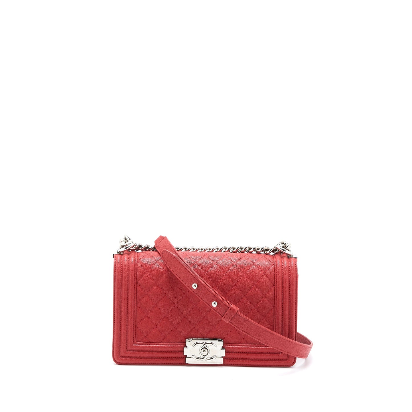 Chanel Medium Boy Bag Grained Calfskin Red