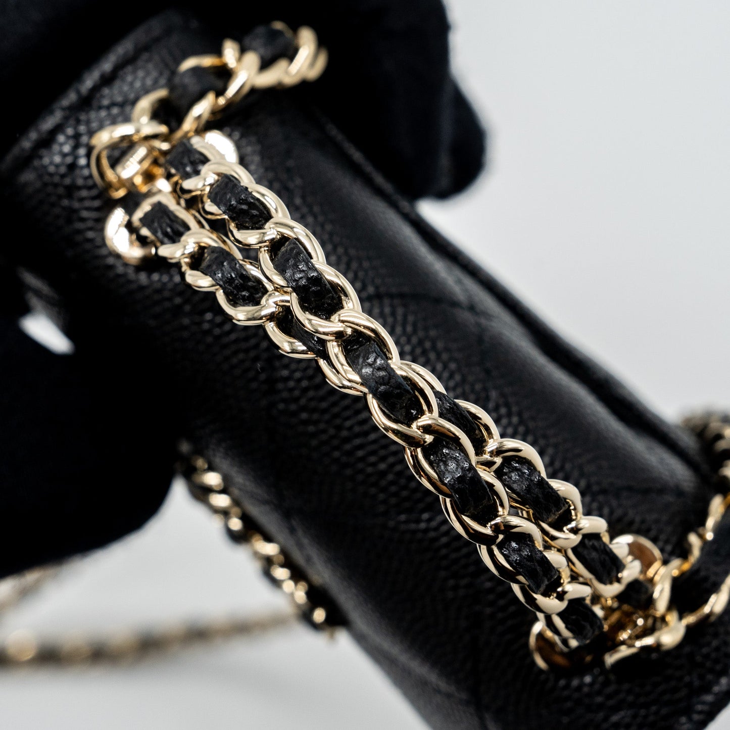 Chanel Mini Top Handle Flap Bag Caviar Black L (microchip)