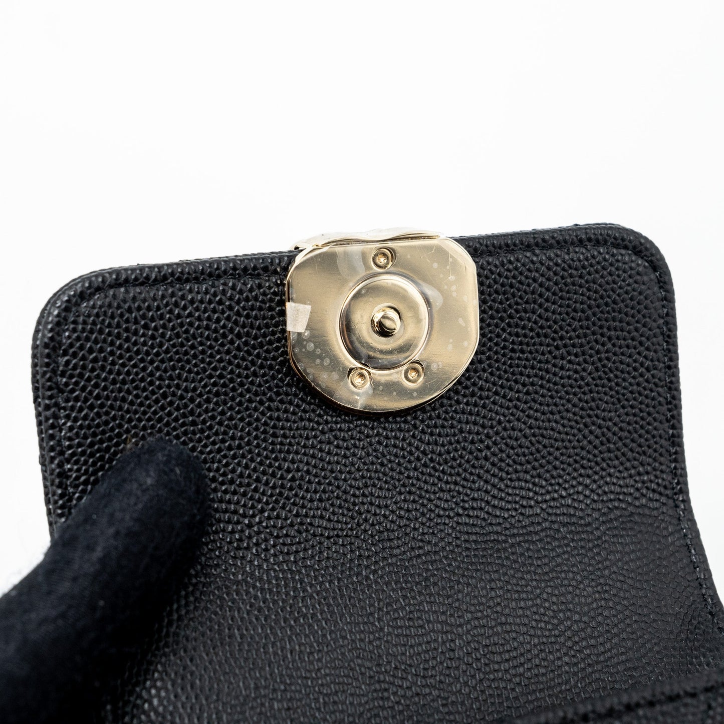 Chanel Mini Top Handle Flap Bag Caviar Black L (microchip)