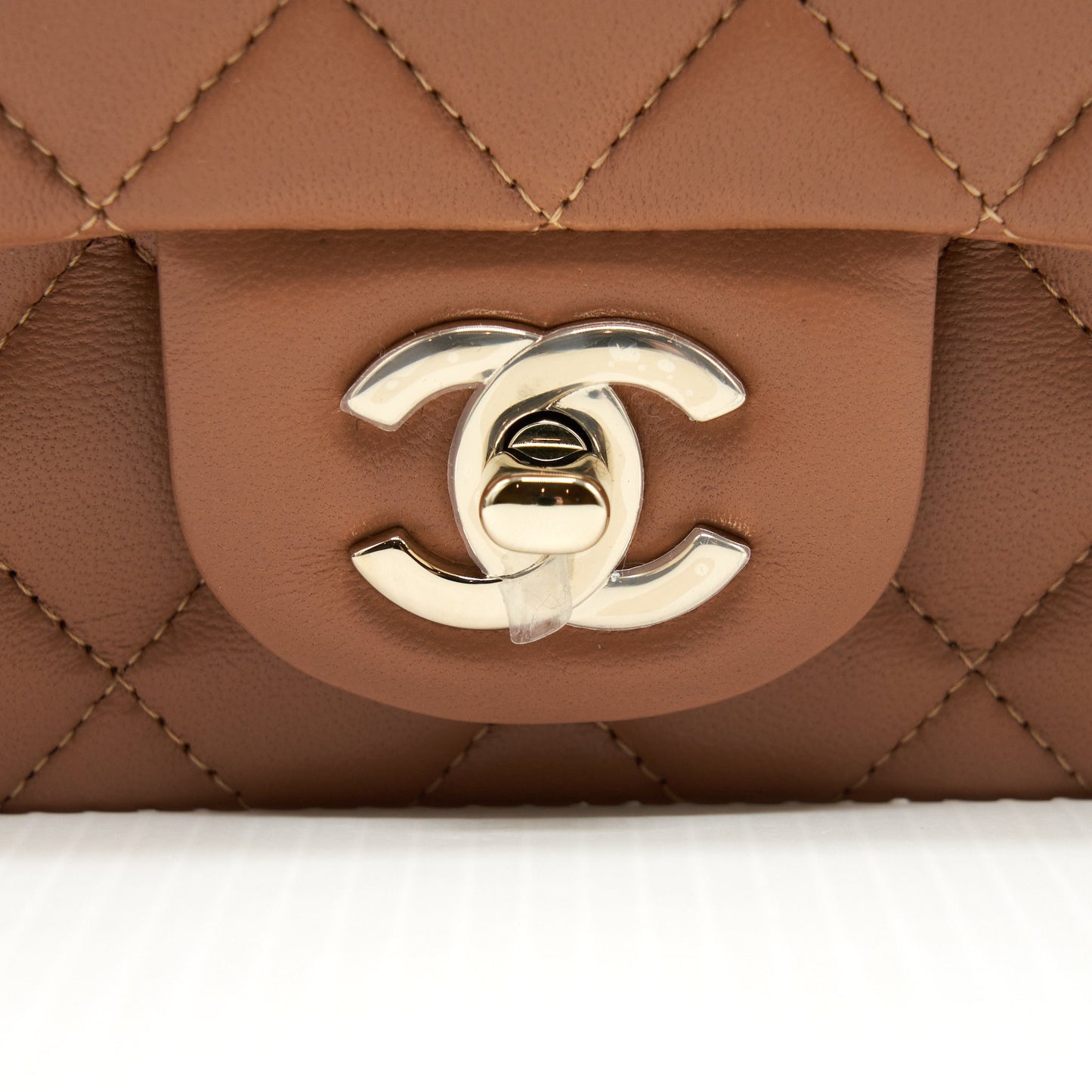 Chanel 22S Mini Square Flap Bag Lambskin Caramel L