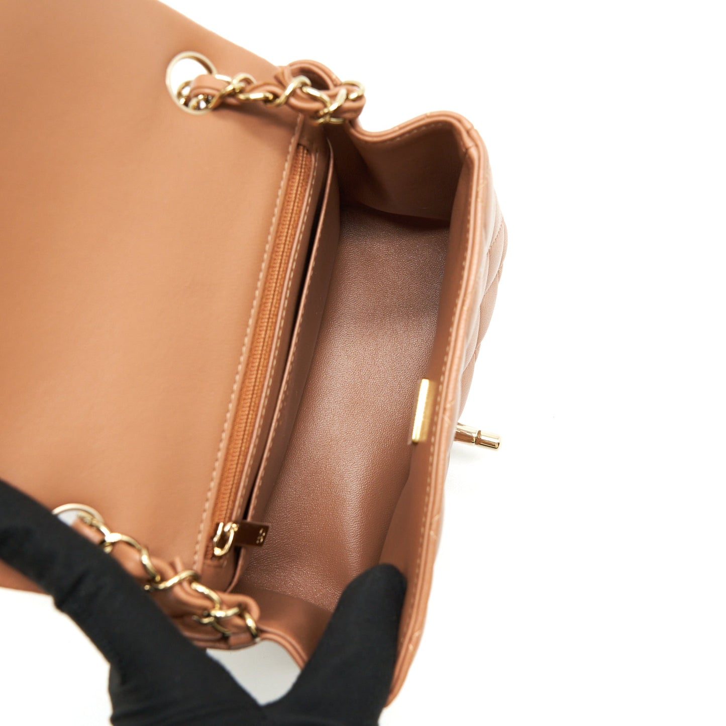 Chanel 22S Mini Square Flap Bag Lambskin Caramel L