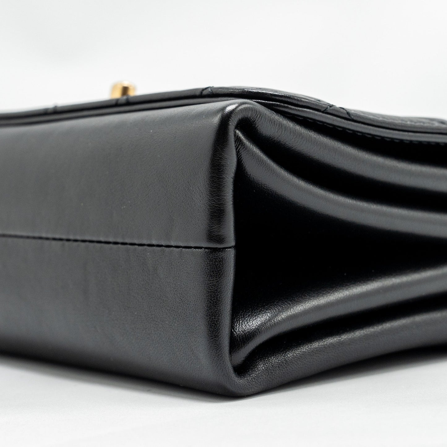 CHANEL Seasonal Flap Bag Giant Chain Handle with Pearl Calfskin Black Brush  (Microchip)
