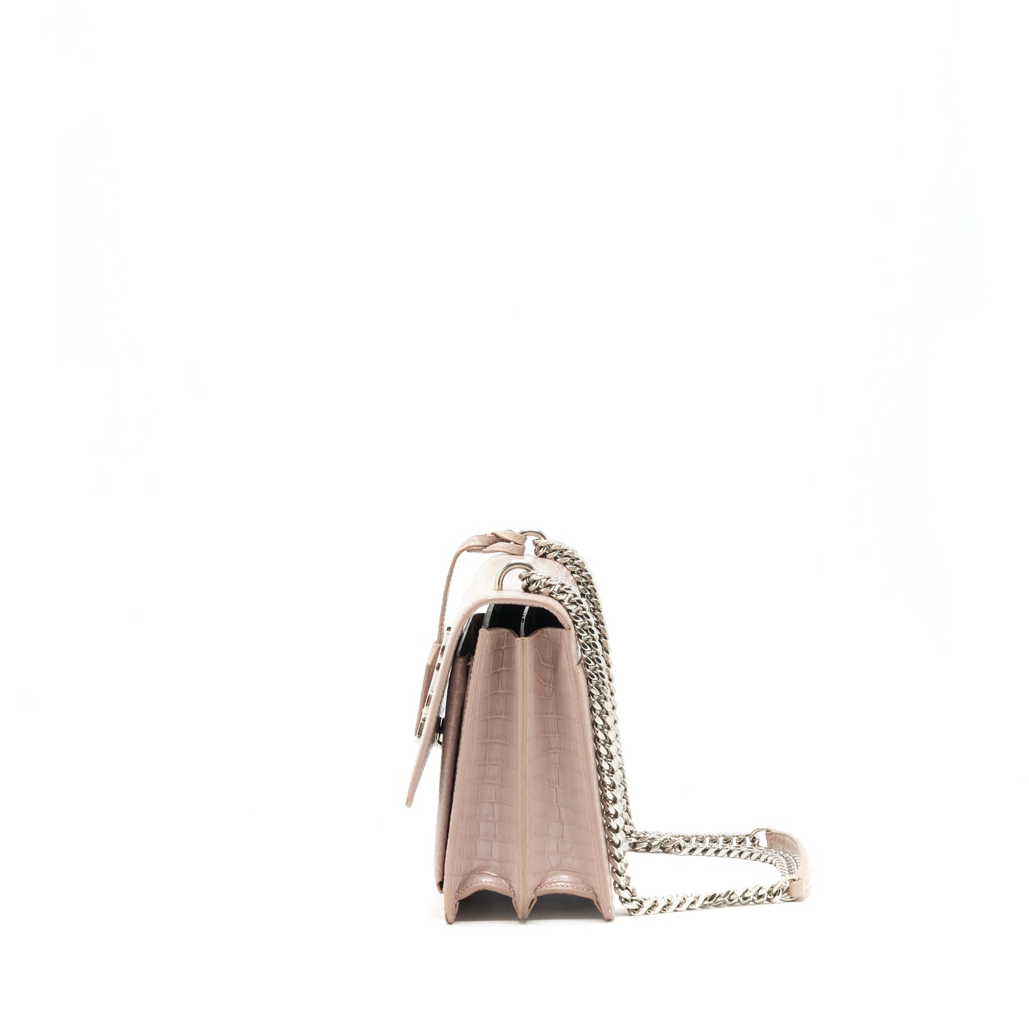 Saint Laurent sunset Purse crocodile embossed pink