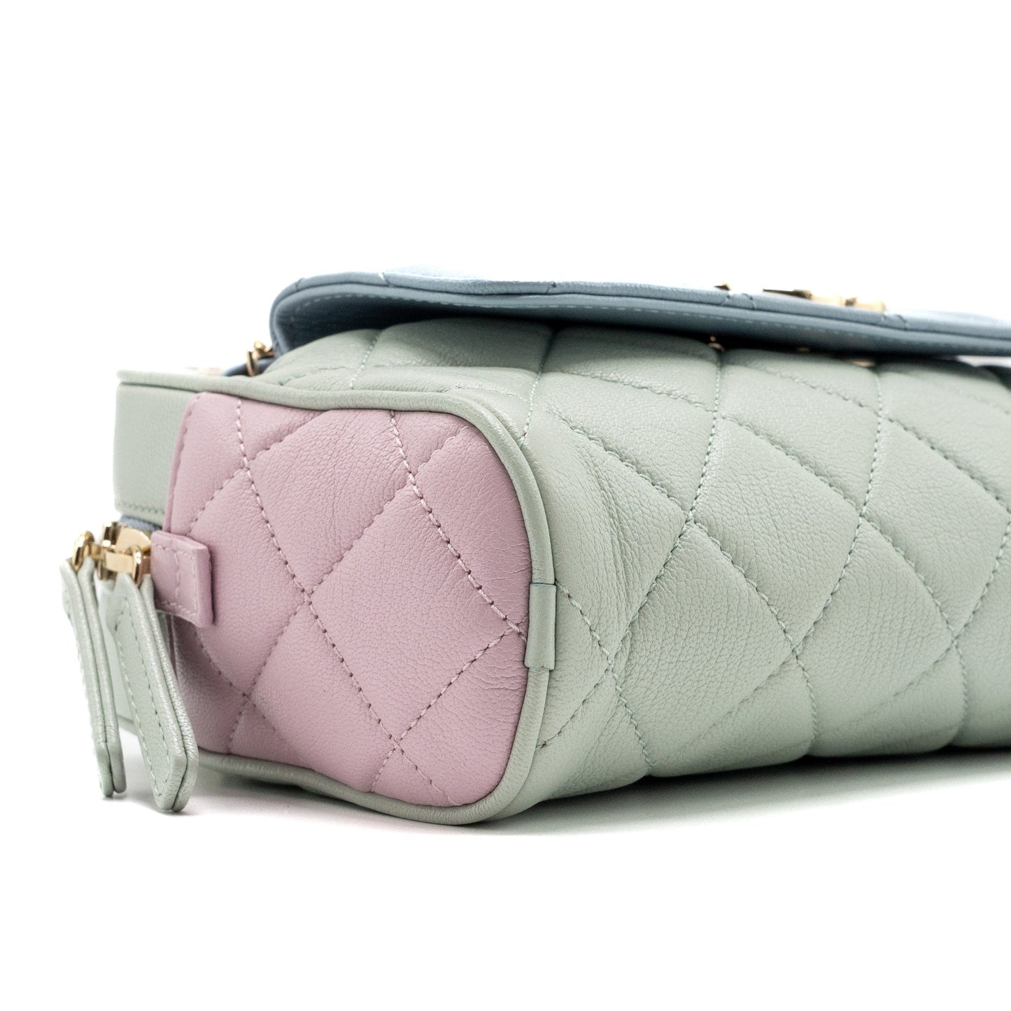 Chanel small camera bag goatskin multicolor green / blue / pink L