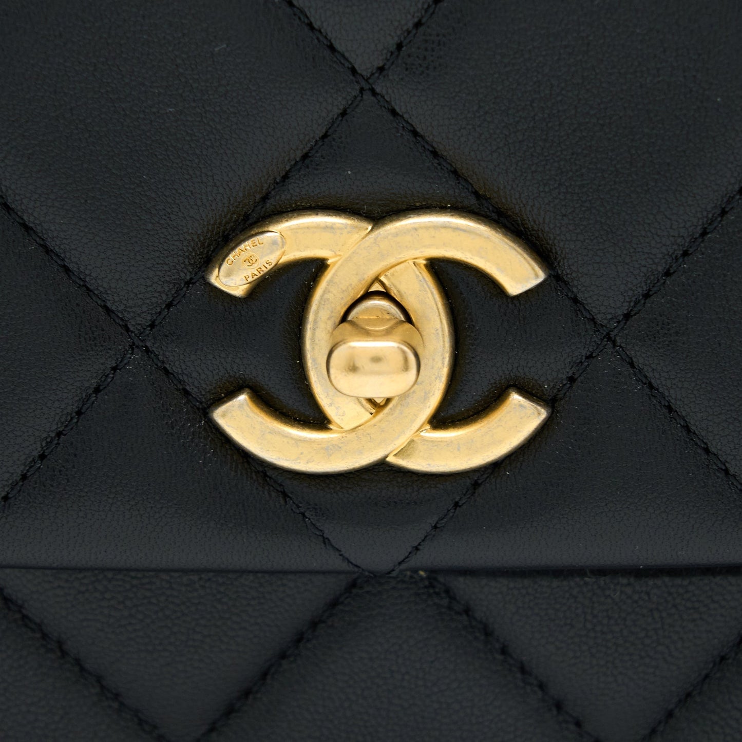 Chanel 21B Seasonal Quilted Square Flap Bag Lambskin Black Brushed  (Microchip)