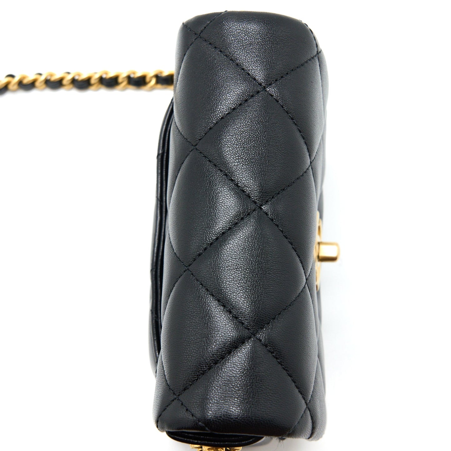 Chanel 21B Seasonal Quilted Square Flap Bag Lambskin Black Brushed  (Microchip)