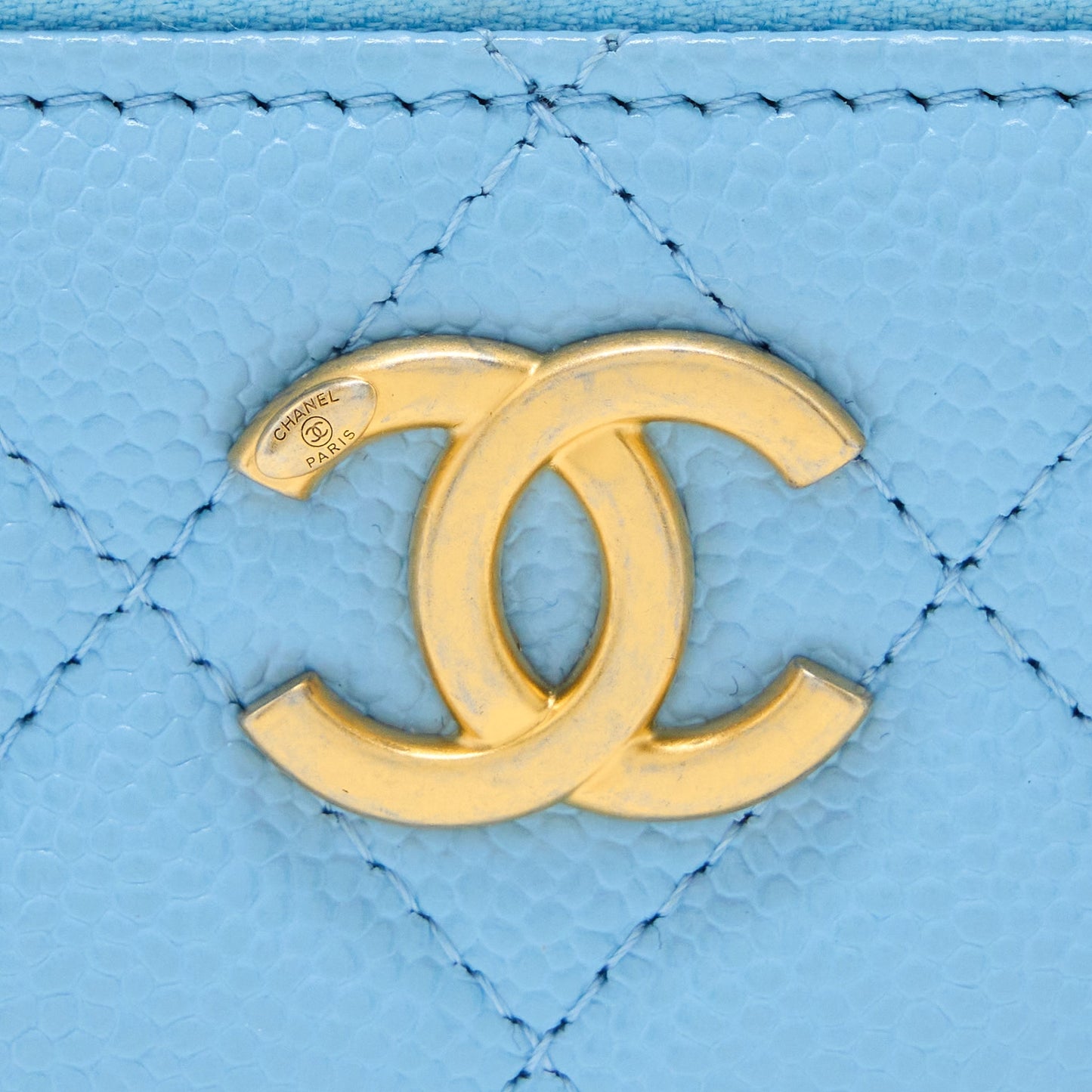 Chanel 22s Letter Top Handle Long Vanity Caviar Blue