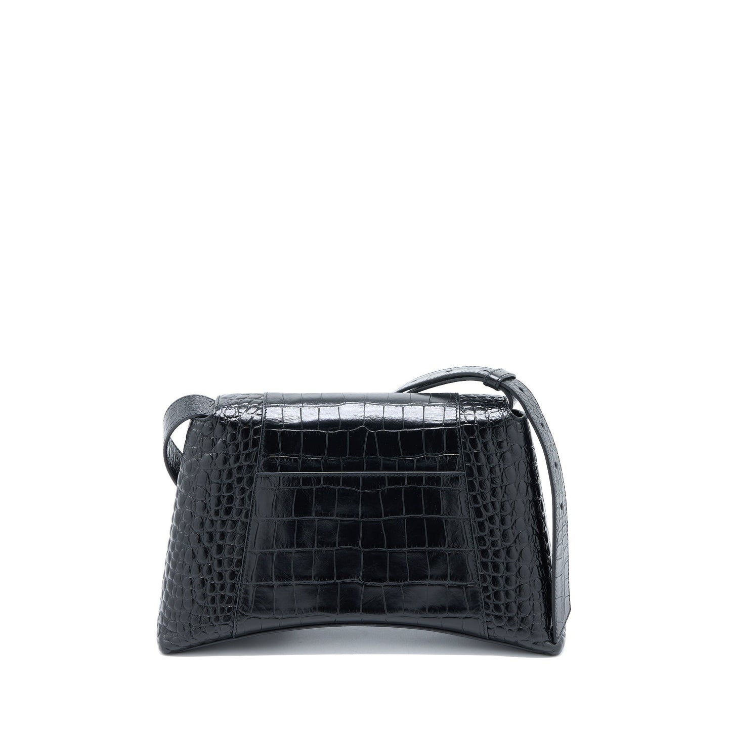 Balenciaga Small Downtown Mini Purse Crocodile-Embossed Leather Black with Black Hardware
