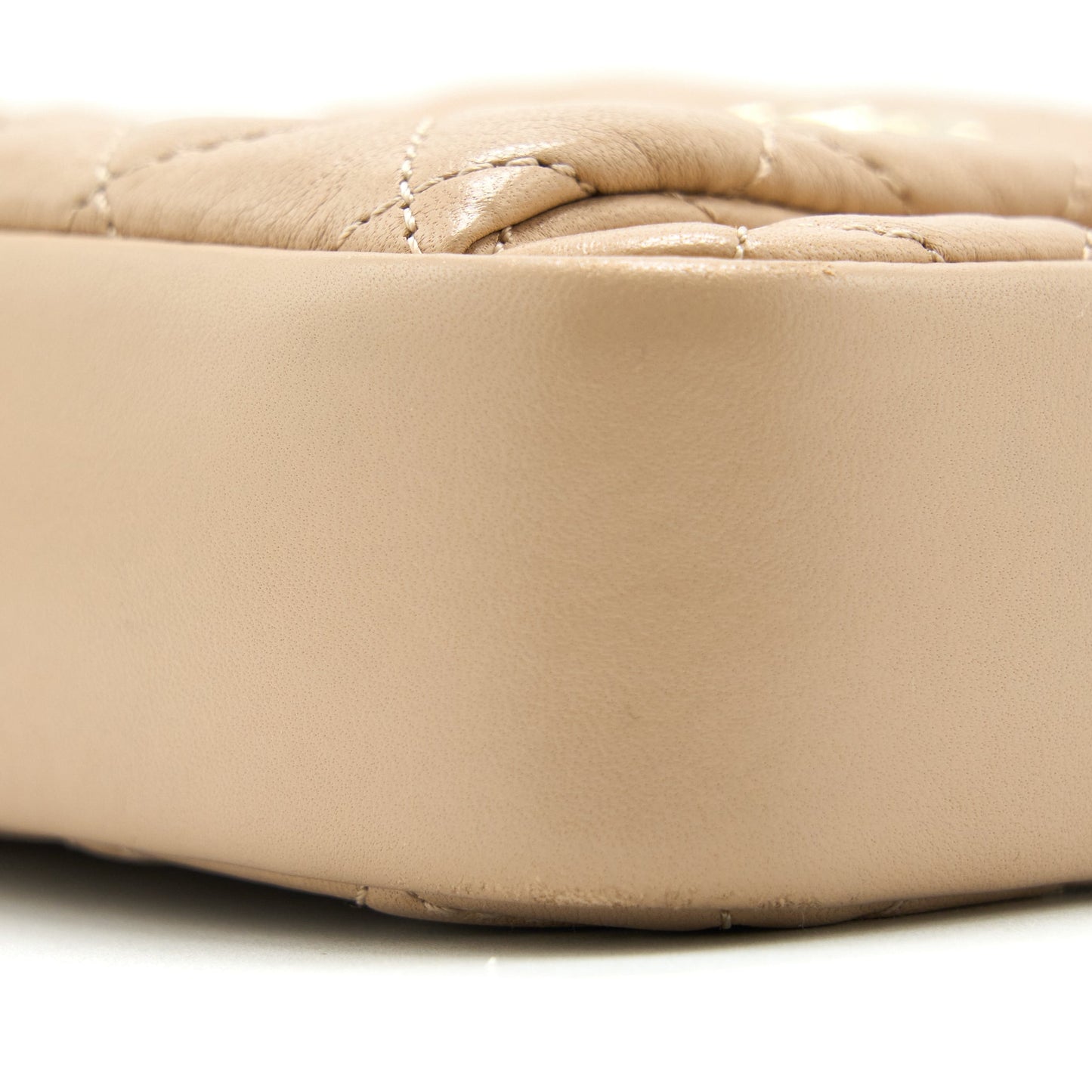 Chanel Small Vertical Camera Bag With Chain Lambskin Beige L