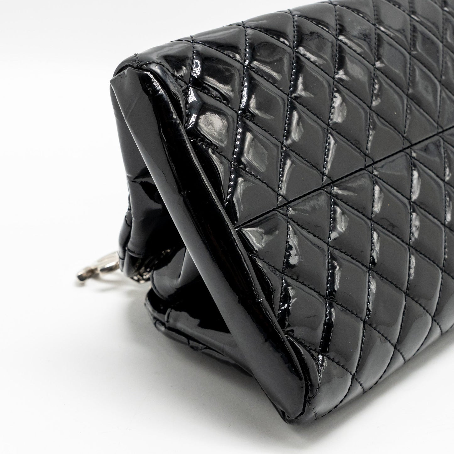Chanel Just Mademoiselle Bowling Bag Patent Black