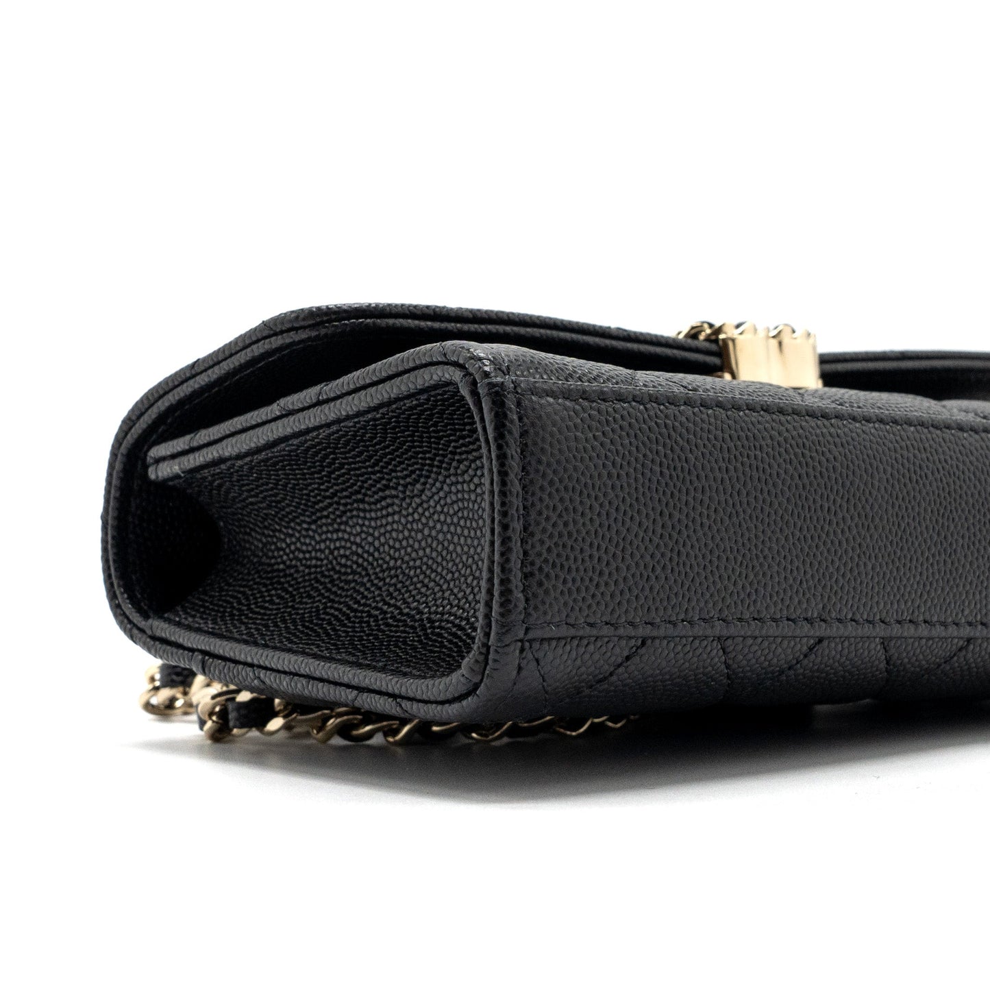 Chanel top handle mini flap bag with chain caviar black L (microchip)