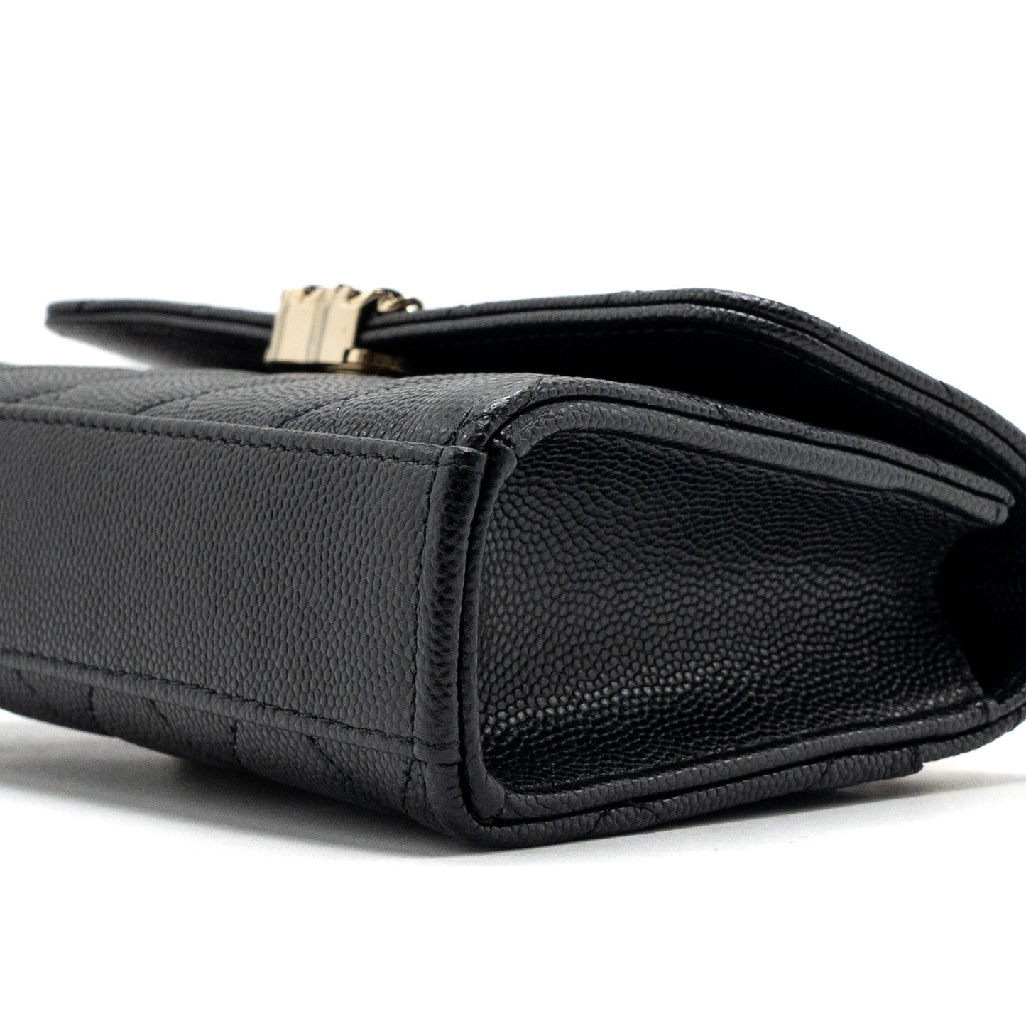 Chanel top handle mini flap bag with chain caviar black L (microchip)