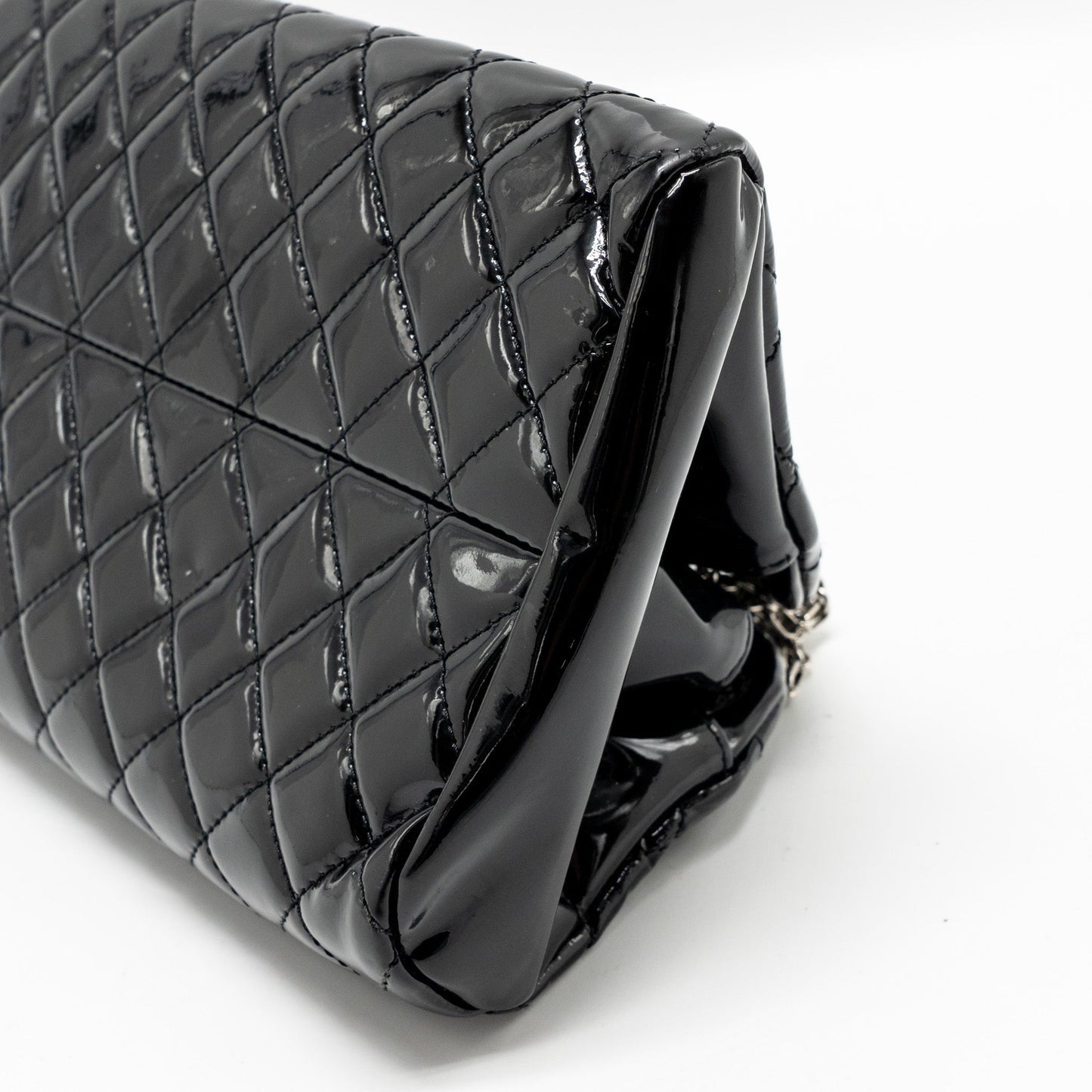 Chanel Just Mademoiselle Bowling Bag Patent Black