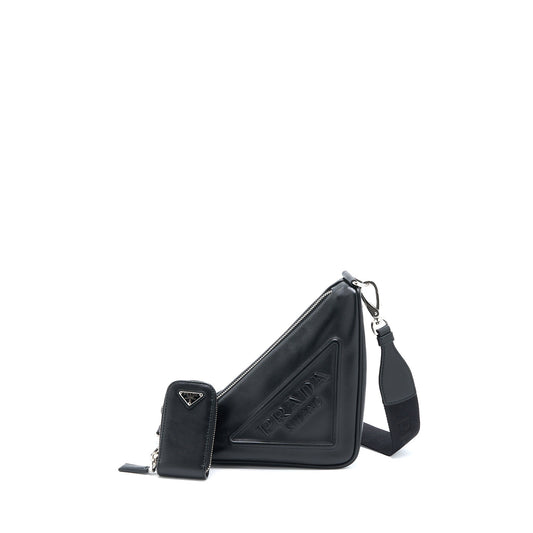Prada Triangle Mini Purse Leather Black