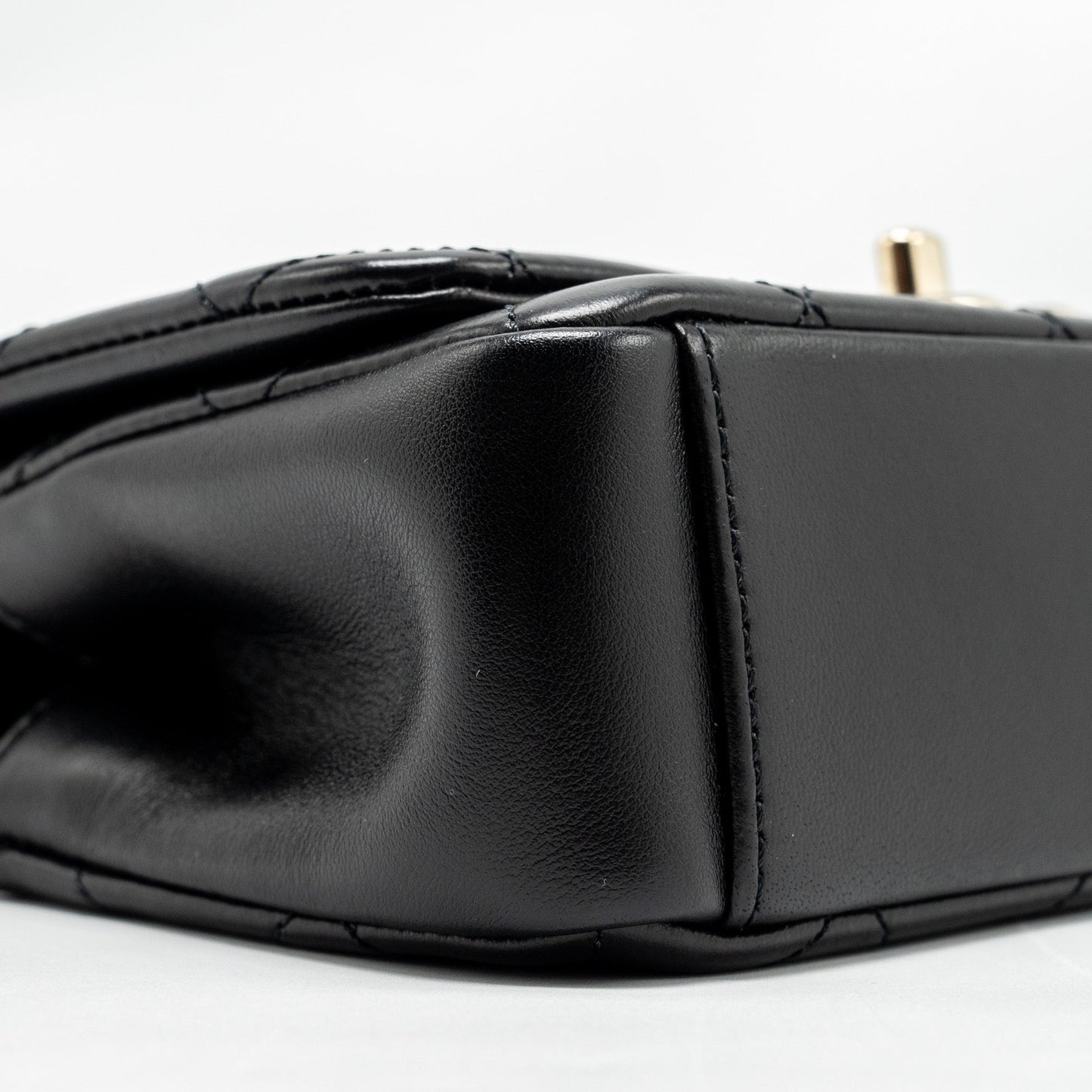 CHANEL Enamel CC Logo Quilted Rectangular Flap Bag Lambskin Black L