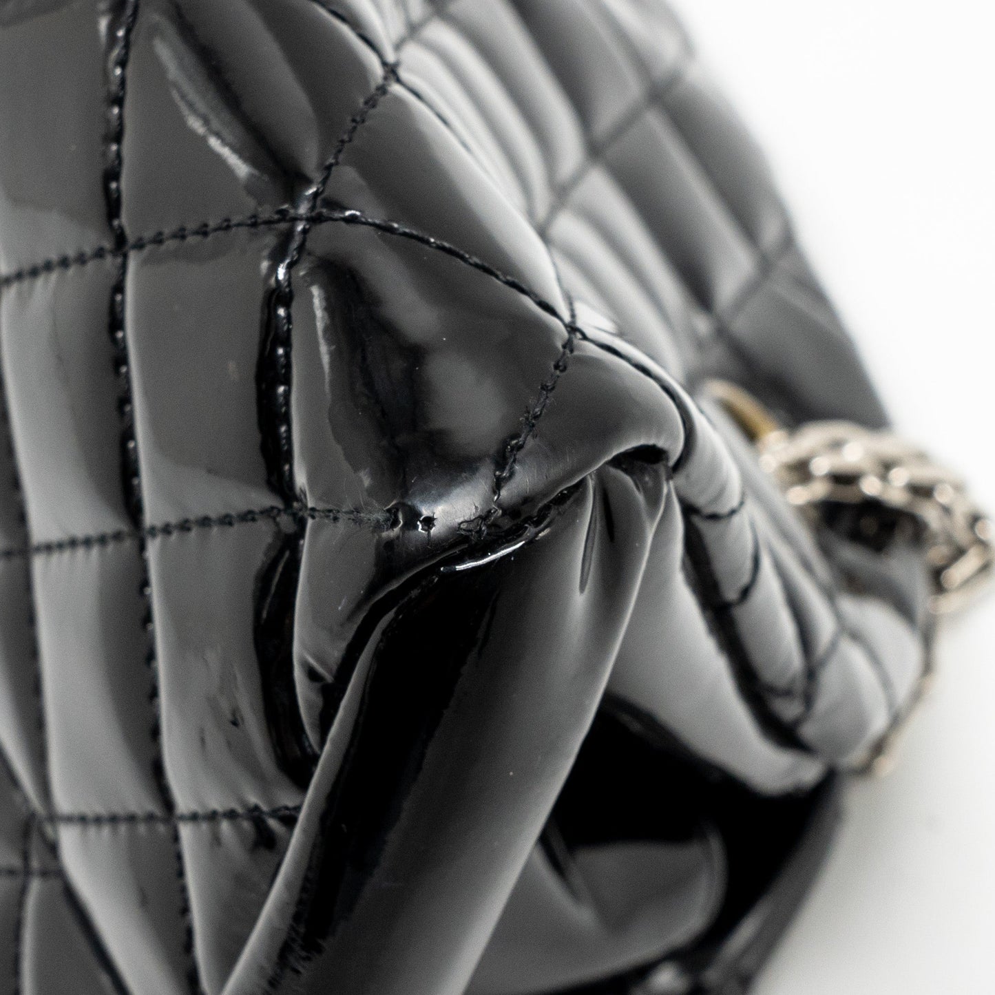 Chanel Just Mademoiselle Bowling Bag Patent Black