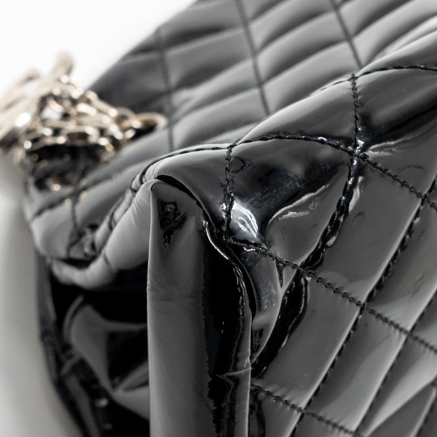 Chanel Just Mademoiselle Bowling Bag Patent Black