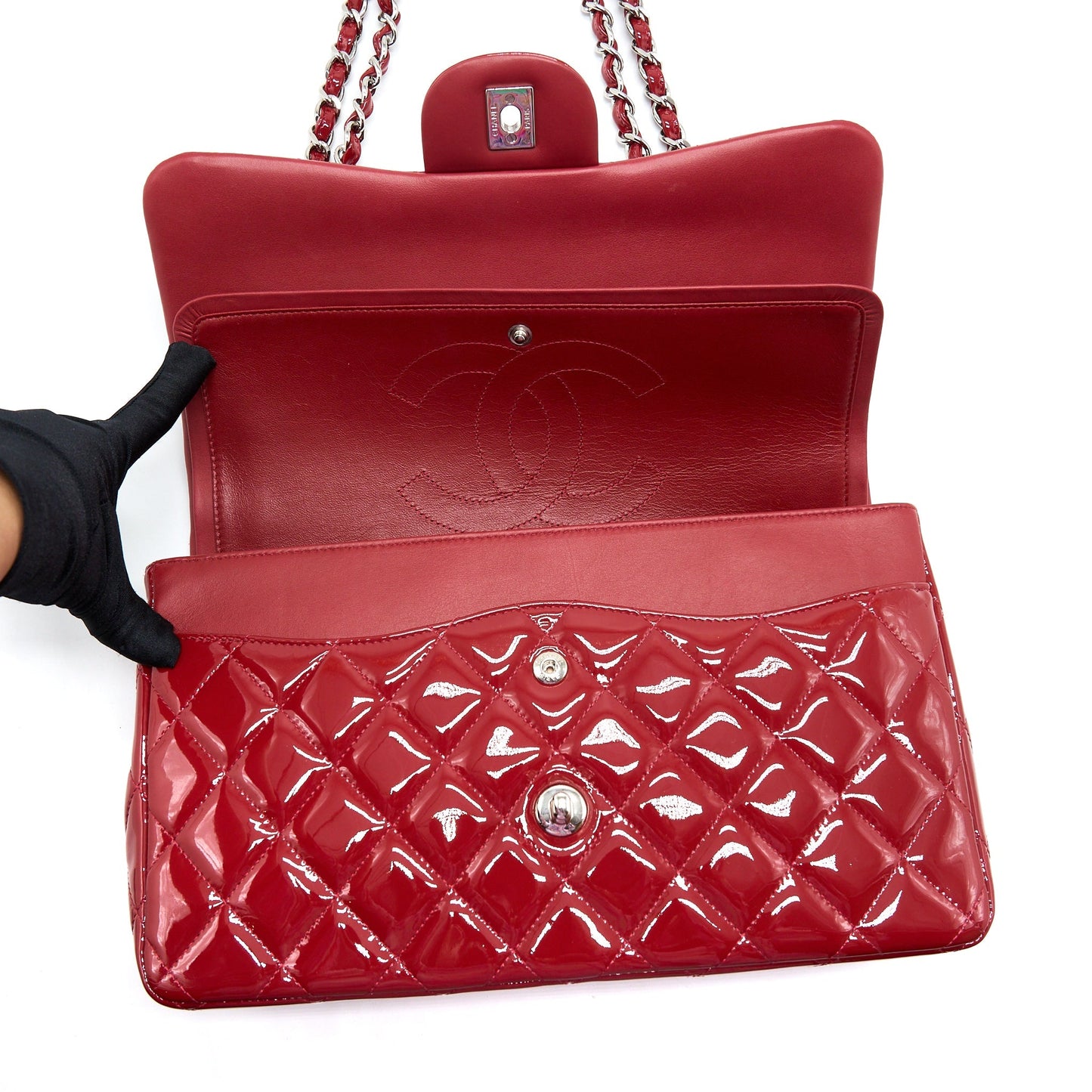 Chanel Jumbo Classic Flap Bag Patent Red