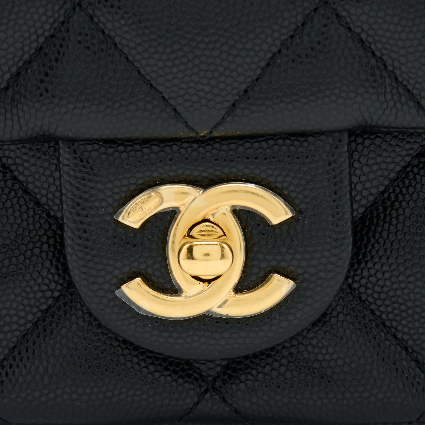 Chanel 23C Mini Flap Bag with CC Logo Chain Grained Calfskin Black  (Microchip)