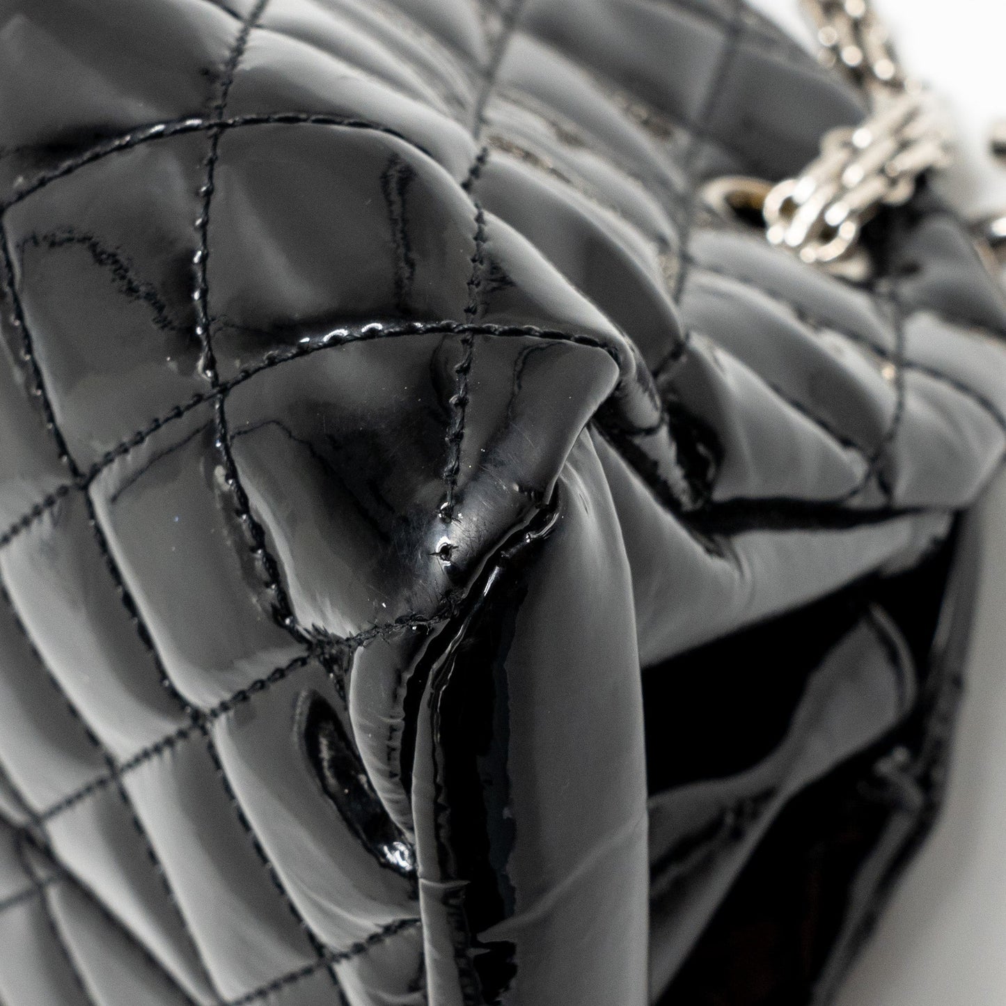 Chanel Just Mademoiselle Bowling Bag Patent Black