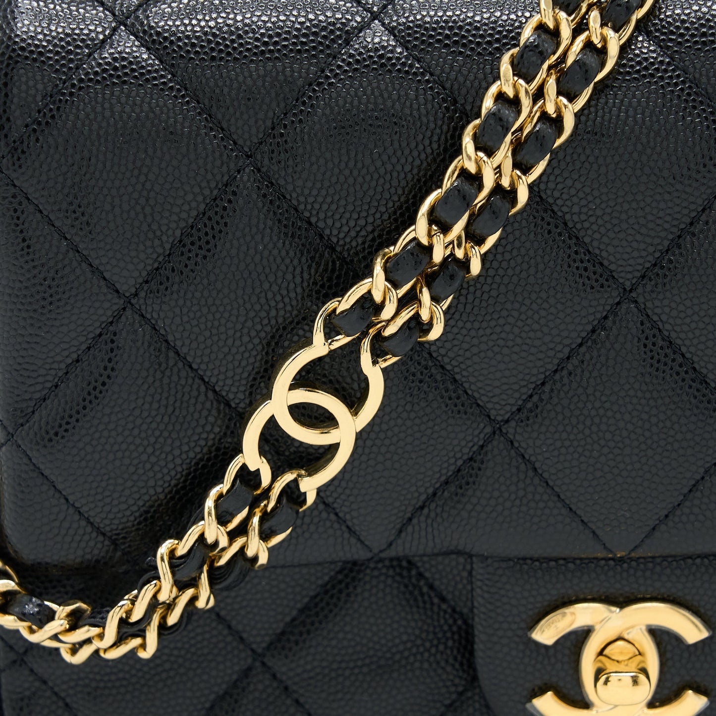 Chanel 23C Mini Flap Bag with CC Logo Chain Grained Calfskin Black  (Microchip)