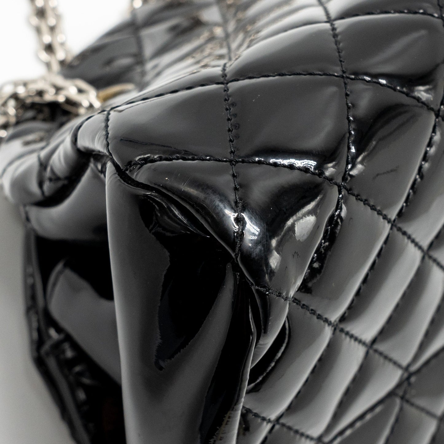 Chanel Just Mademoiselle Bowling Bag Patent Black