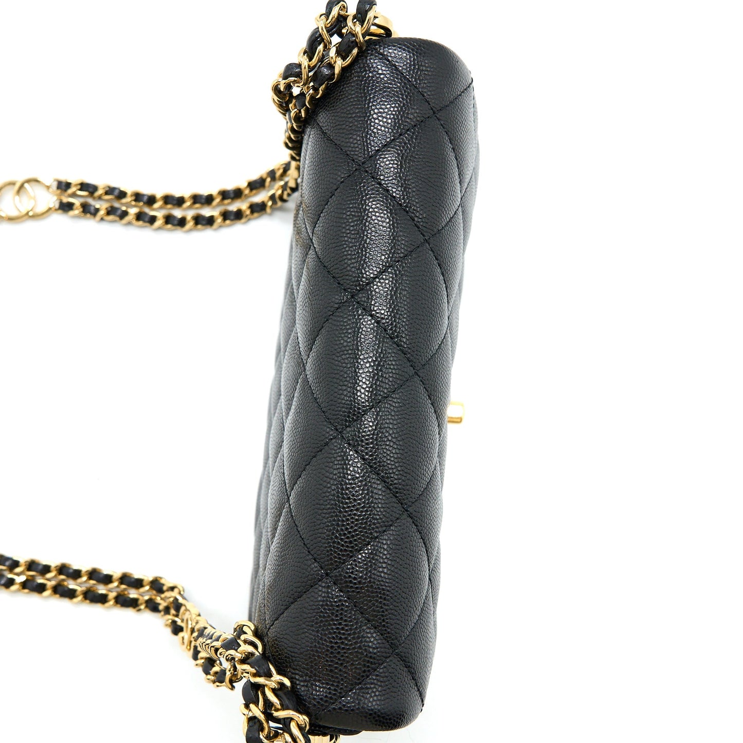 Chanel 23C Mini Flap Bag with CC Logo Chain Grained Calfskin Black  (Microchip)