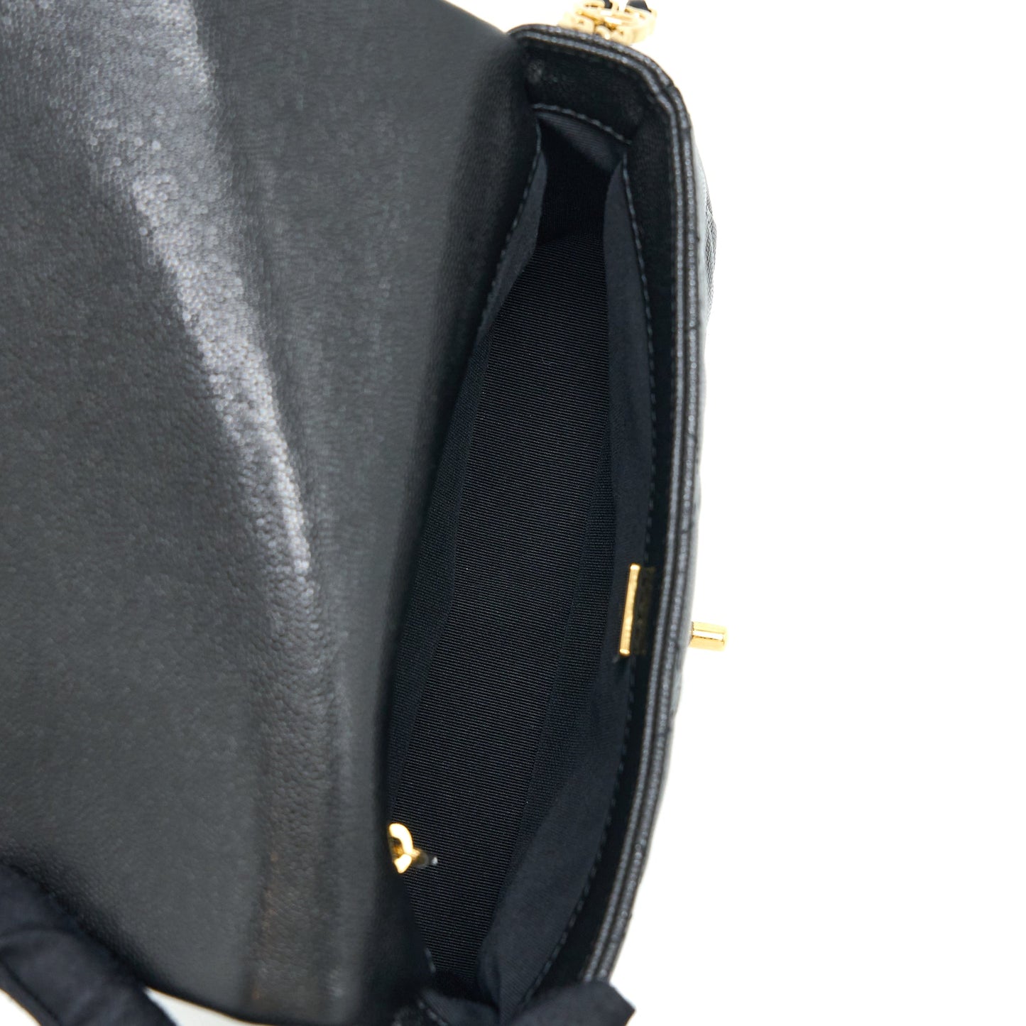 Chanel 23C Mini Flap Bag with CC Logo Chain Grained Calfskin Black  (Microchip)