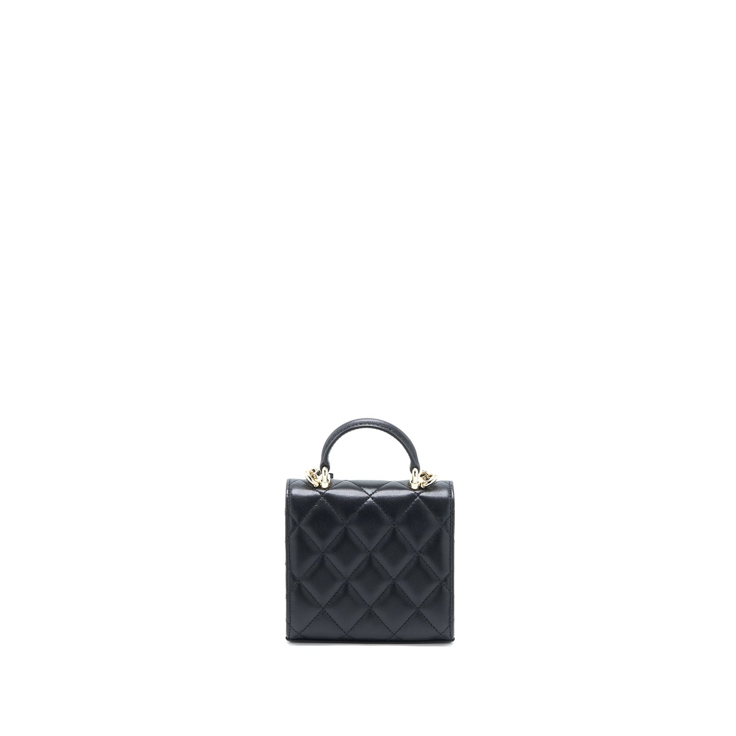 Chanel Top Handle Mini Flap Chain Bag Lambskin Black L