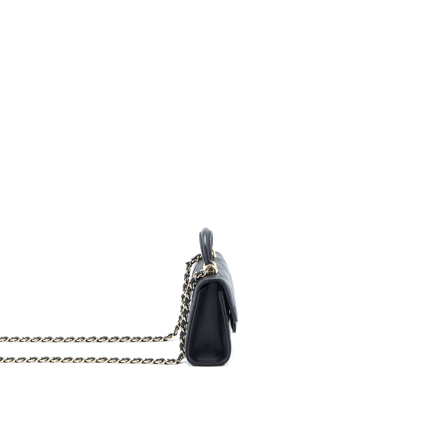 Chanel Top Handle Mini Flap Chain Bag Lambskin Black L