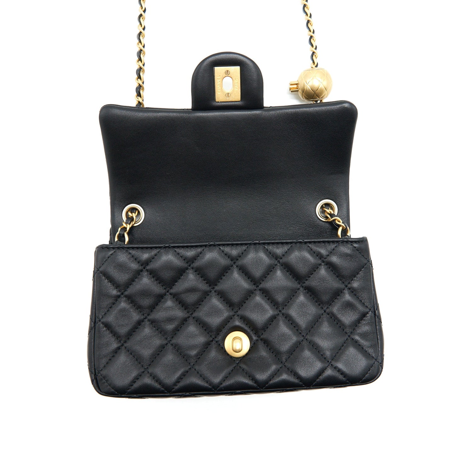 Chanel 22C pearl crush mini Rectangular Lambskin Black