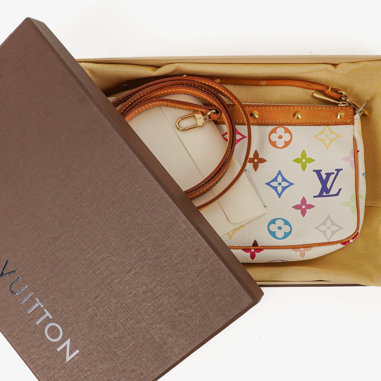 Louis Vuitton Takashi Murakami Pochette Accessoire Multicolor Clutch Handbag
