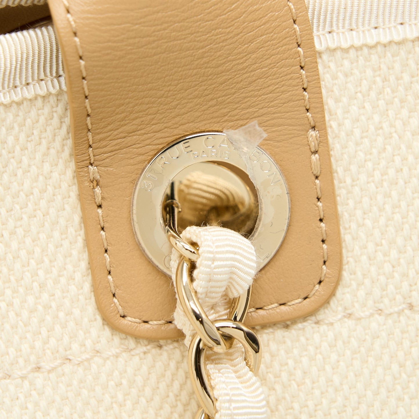Chanel Deauville Tote Bag Canvas Light Beige L