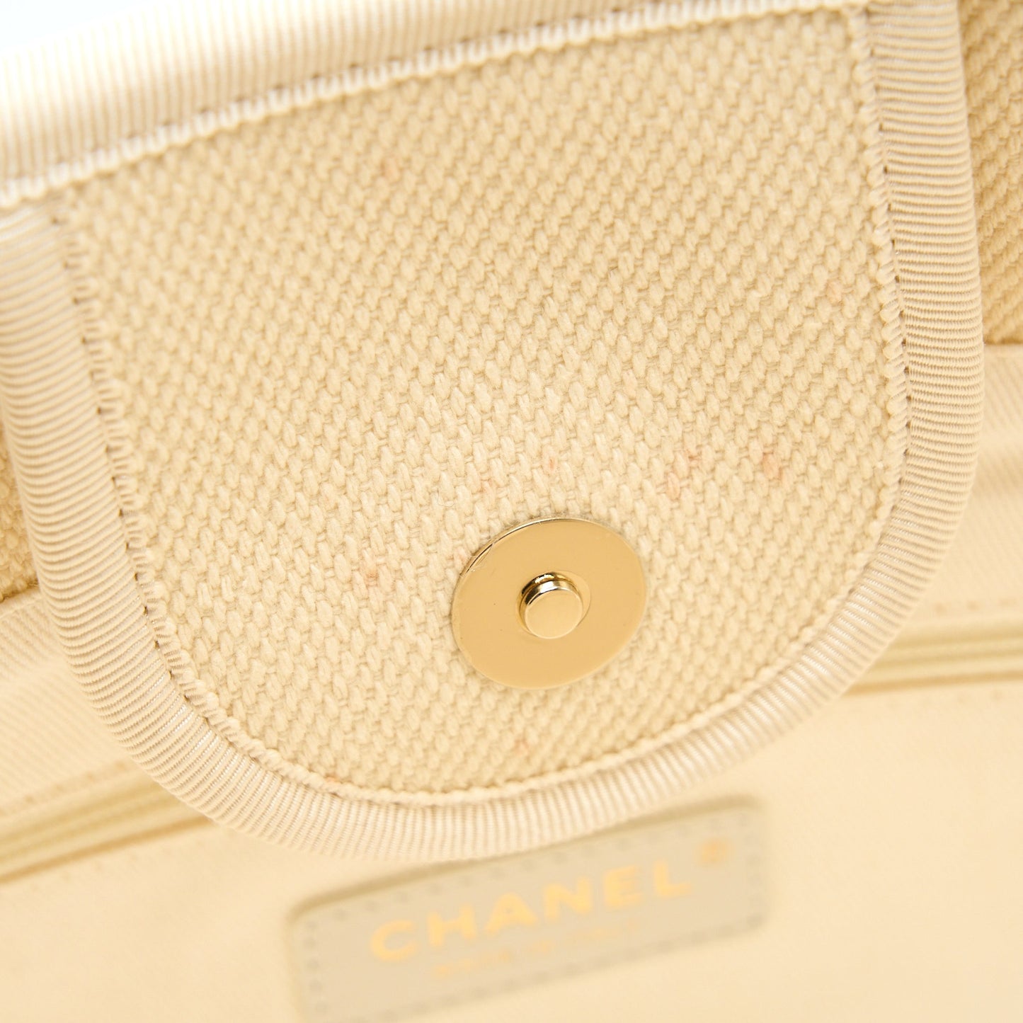 Chanel Deauville Tote Bag Canvas Light Beige L
