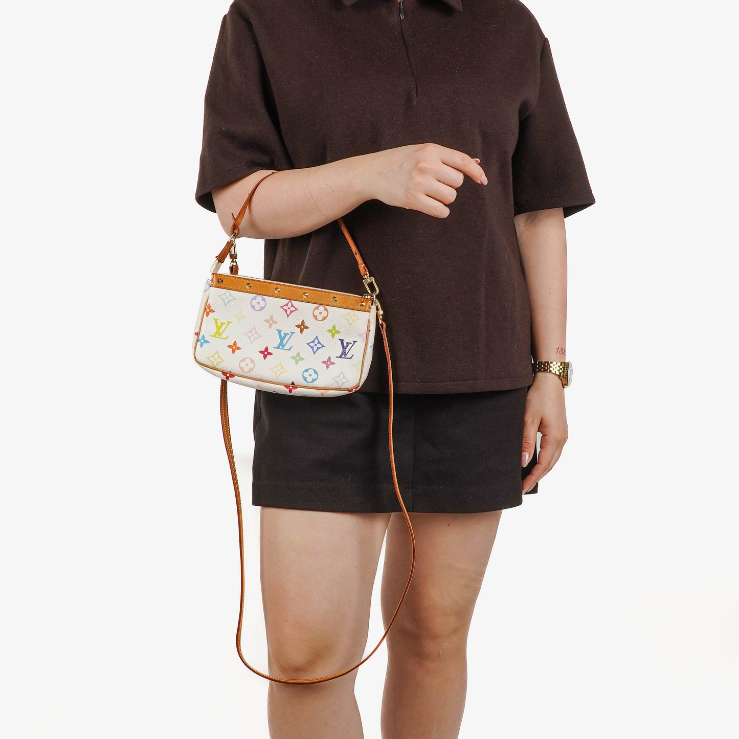 Louis Vuitton Takashi Murakami Pochette Accessoire Multicolor Clutch Handbag